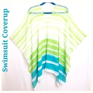 Kaftan-Style Beachwear Swimsuit Cover Up, Sheer, One Size fits most